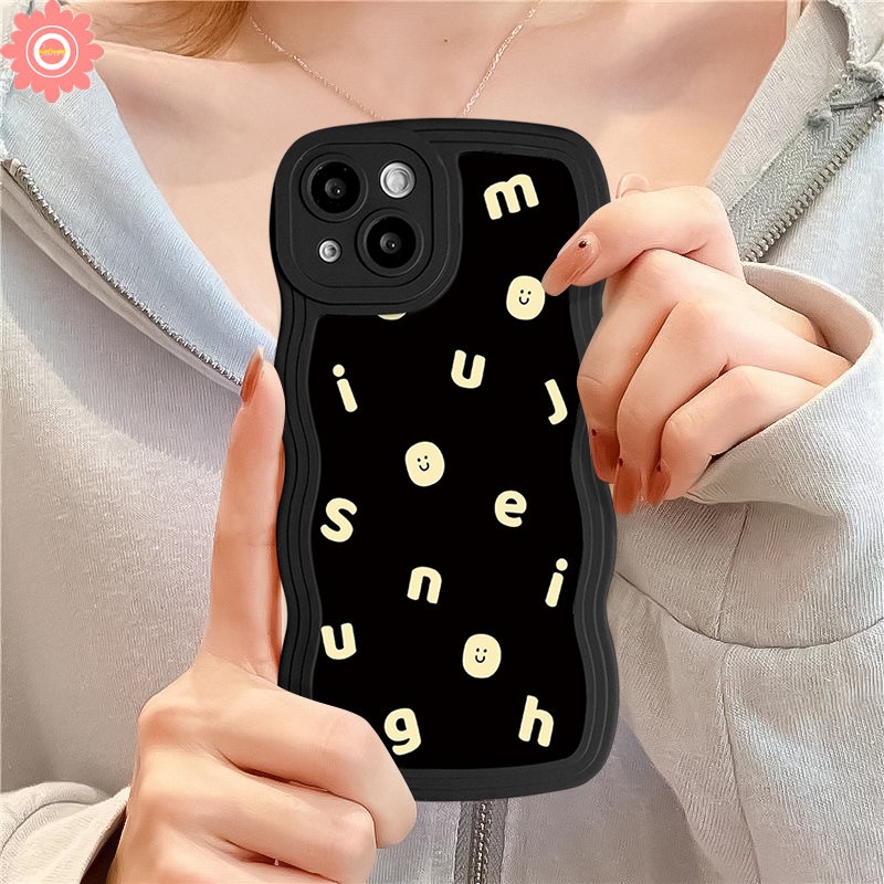 Casing Pinggiran Bergelombang Untuk Infinix Smart4 6 5plus Panas10 9 11 12 Play Hot 12i 10Lite 11s 20 9 10s 10 20s 8 12 Pro Note 10Pro 12 G96 Ins Couple Simple Kartun Alphabet Smile Soft Case