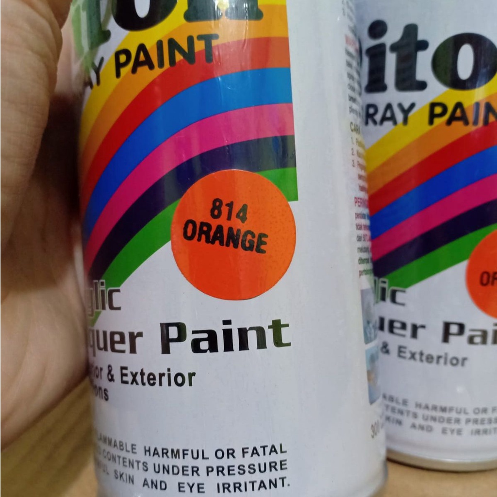 SOLID COLOURS DITON Spray Paint Acrylic Lacquer Paint Pilox Pilok Cat Semprot - 814 ORANGE (300cc / 300ml)