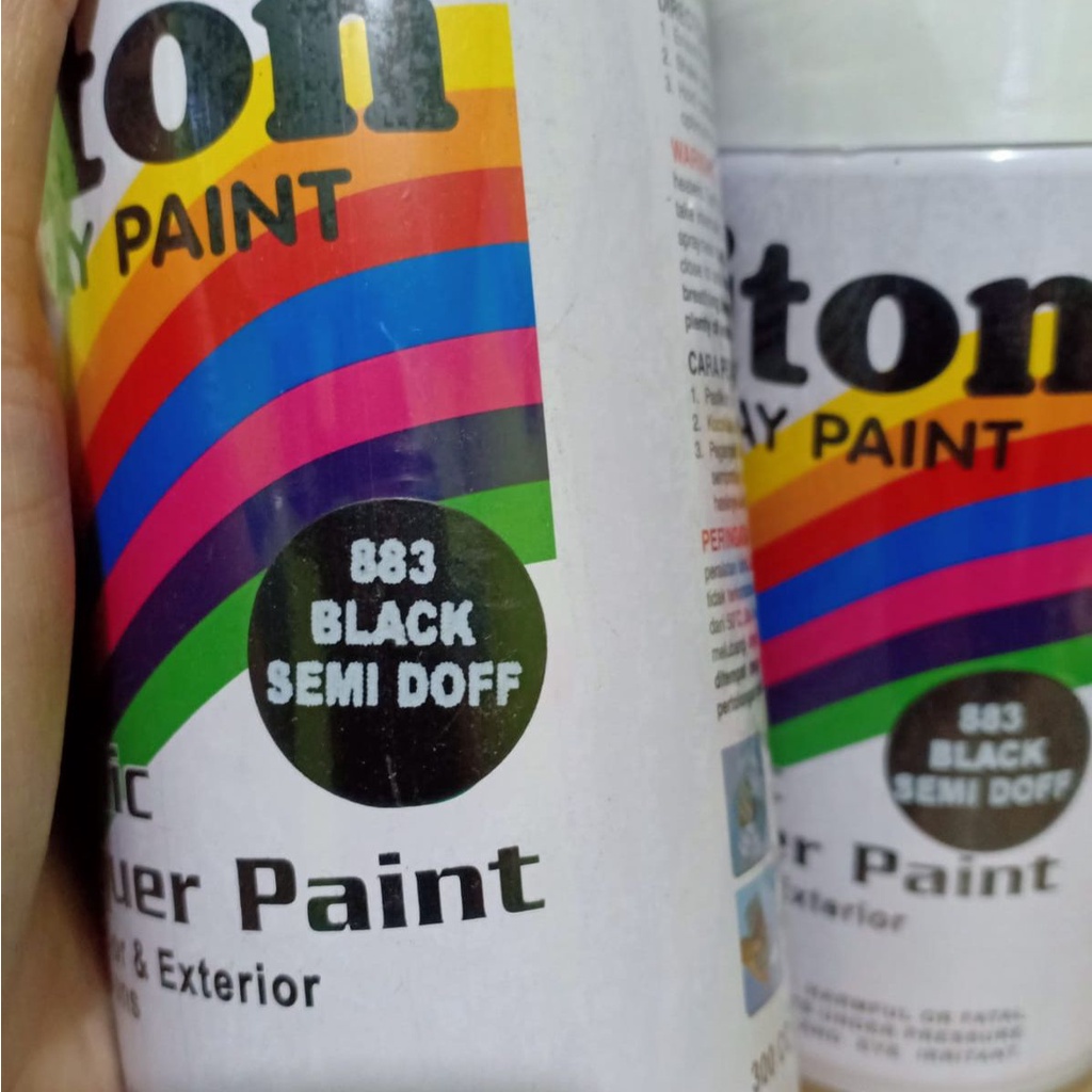 SOLID COLOURS DITON Spray Paint Acrylic Lacquer Paint Pilox Pilok Cat Semprot - 883 BLACK SEMI DOFF / HITAM SEMI DOP (300cc / 300ml)