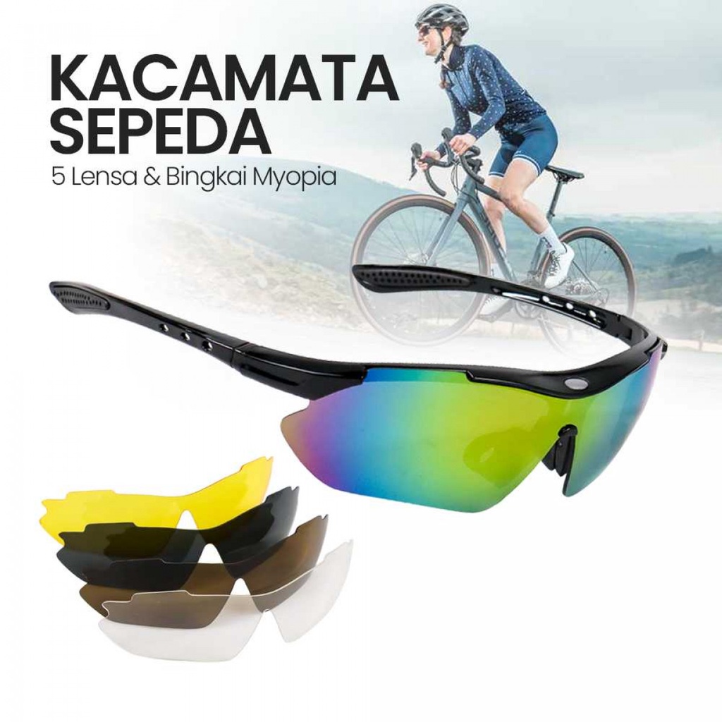 JINAO Kacamata Sepeda Anti UV 5 Lensa with Myopia Frame