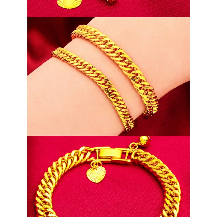 Aksesoris Perhiasan Fashion Goldkingdom Ready Stock Gelang Pria Dan Wanita Dengan Hati Dan Lonceng