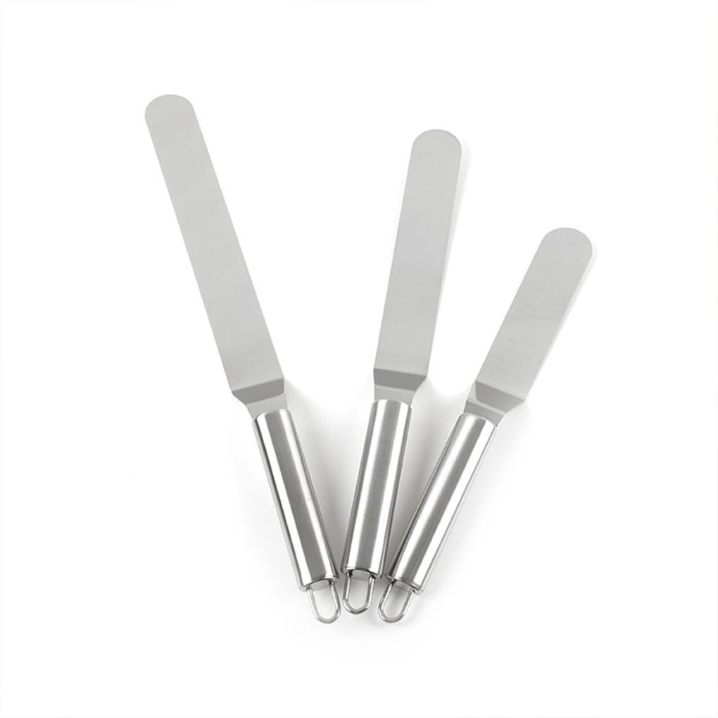 3pcs6 /8 /10Inci Spatula Krim Kue Bahan Stainless Steel Untuk DIY Alat Dekorasi Butter Cake Cream Spatula