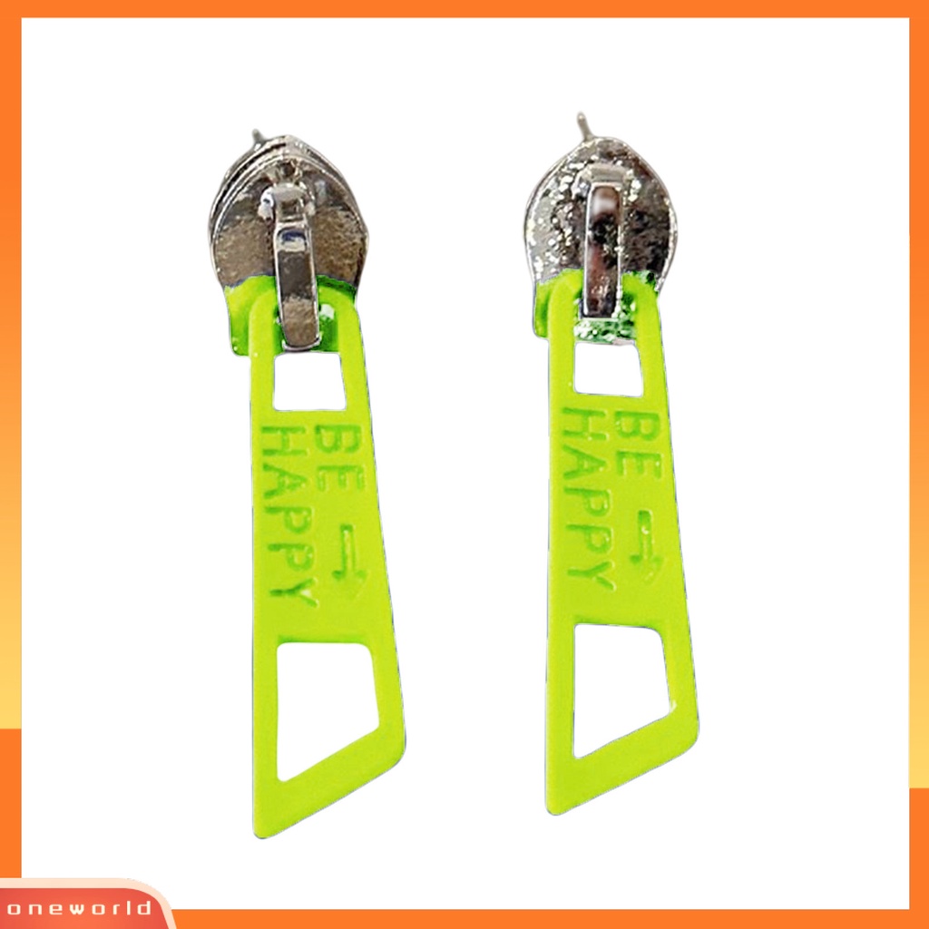 [EONE] 1pasang Menjuntai Anting Lucu Vintage Warna Cerah Eye-catching Pengerjaan Halus Berdandan Hypoallergenic Kepribadian Ritsleting Stud Earrings Perhiasan Aksesoris