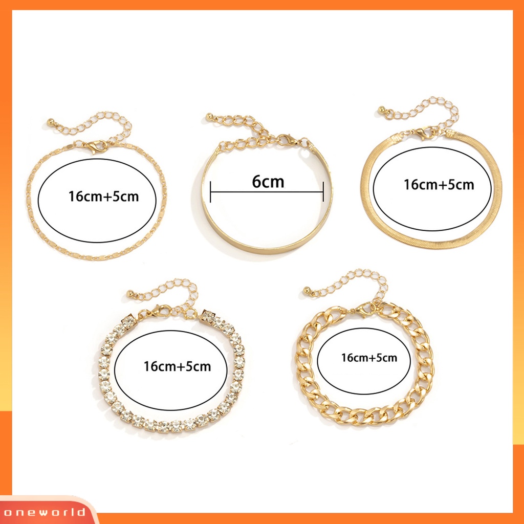 [EONE] 5pcs Gelang Adjustable Vintage Minimalis Geometris Elemen Gelang Set Hadiah Ulang Tahun