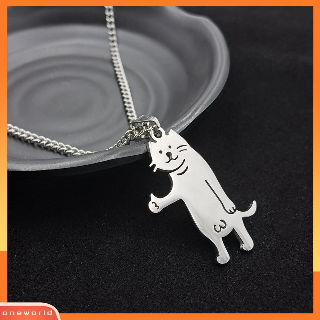 [EONE] Liontin Kalung Ultralight Alergi Gratis Lobster Clasp Desain Menarik Tahan Karat Kalung Hip Hop Hias Stainless Steel Dengan Liontin Anjing Kucing Hadiah Untuk Wanita