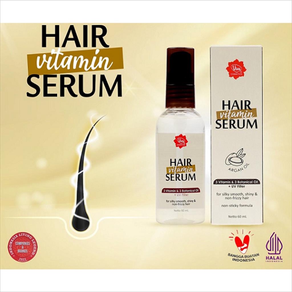 Viva Hair Vitamin Serum with UV Filter, VIT A, E &amp; F, Argan Oil, Avocado Oil &amp; Almond Oil 60 ml