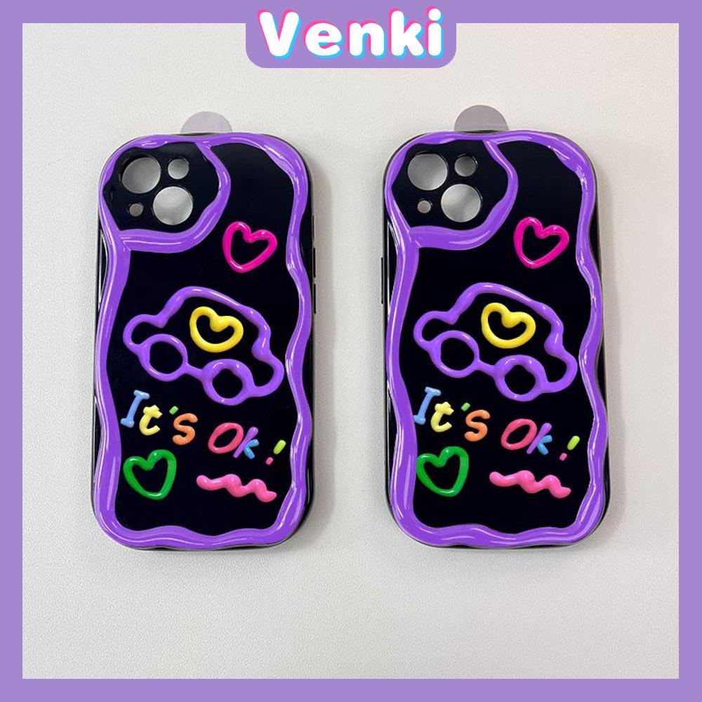 VENKI - For iPhone 11 iPhone Case 3D Curved Edge Wave Glossy Black TPU Airbag Shockproof Camera Cover Purple Car Compatible with iPhone 14 13 Pro max 12 Pro Max xr xs max 7 8Plus