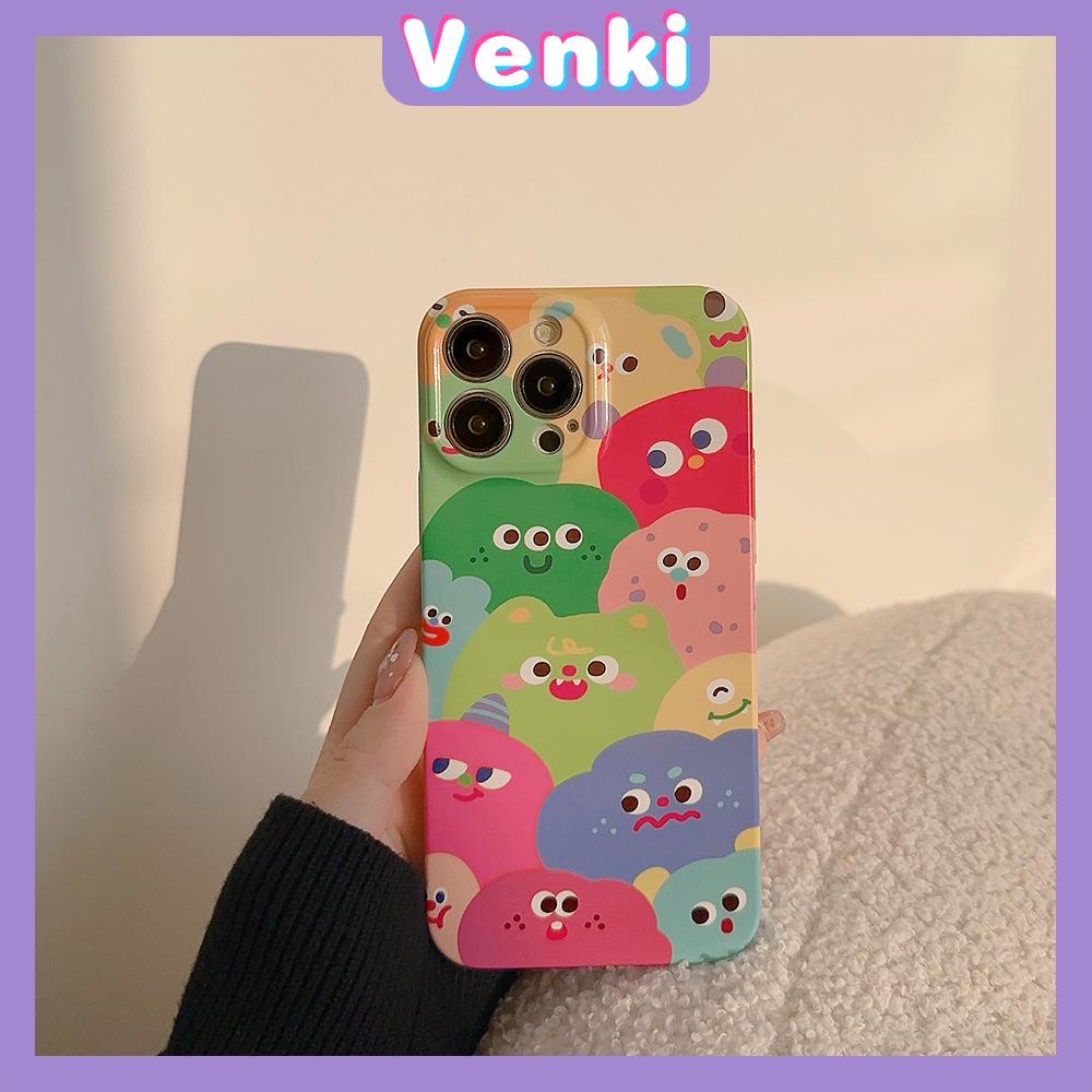VENKI - For iPhone 11 iPhone Case Film TPU Soft Case White Glossy Cute Doodle Camera Protection Shockproof Compatible with iPhone 14 13 Pro max 12 Pro Max xr xs max 7Plus 8Plus