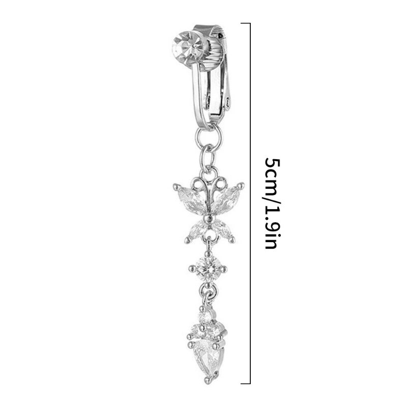 [Harga Grosir] Kristal Tindik Pusar Gaya Hati Pusar Tindik Anting Perut 1PC Baja Pusar Cincin Berlian Imitasi Butterfly Belly Button Ring Wanita Tindik Perhiasan Tubuh