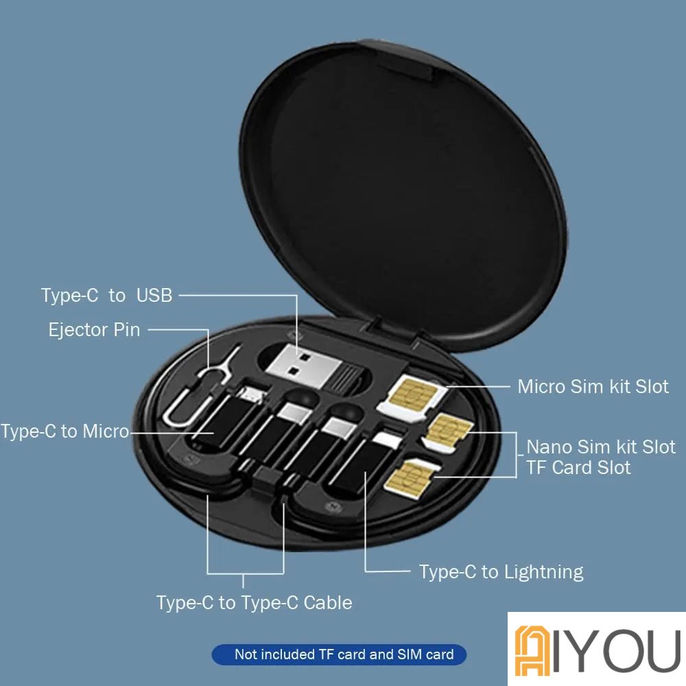 60w 5in1 Multi-Fungsional Set Kotak Penyimpanan Kabel Data / Charger USB Multifungsi