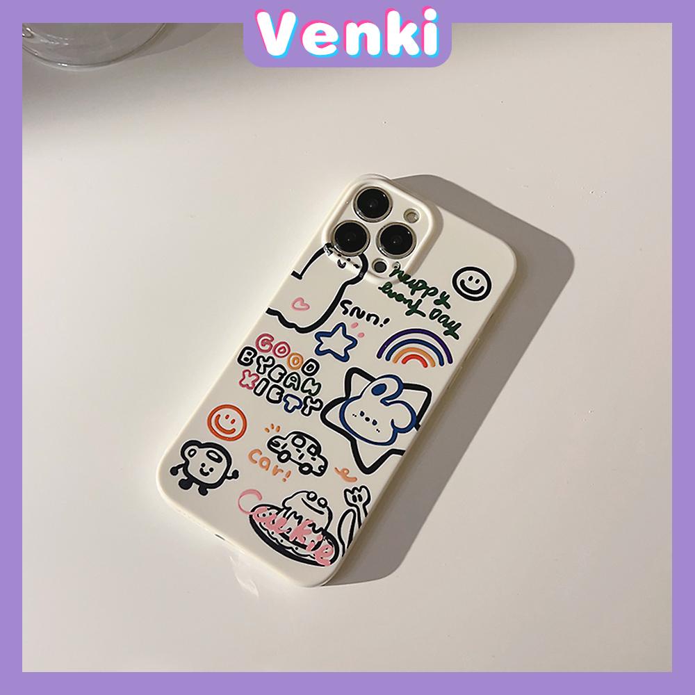 VENKI - For iPhone 11 iPhone Case White Glossy Film TPU Soft Case Shockproof Phase Cover Protective Cartoon Alphabet Compatible with iPhone 14 13 Pro max 12 Pro Max xr xs max 7 8