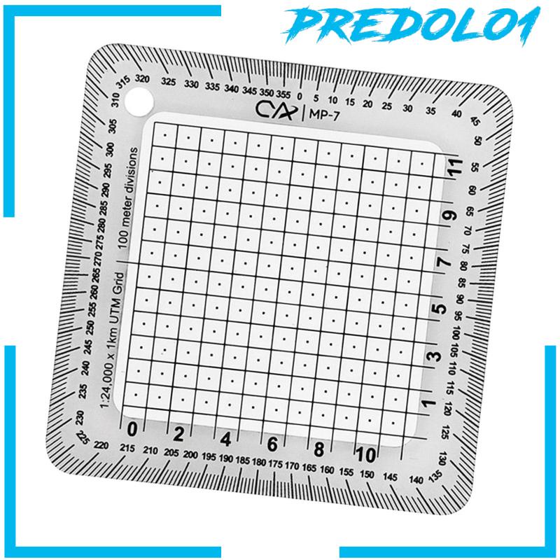 [Predolo1] Pocket Grid Busur Derajat Maptool Transparan Untuk Travelling Membaca Outdoor