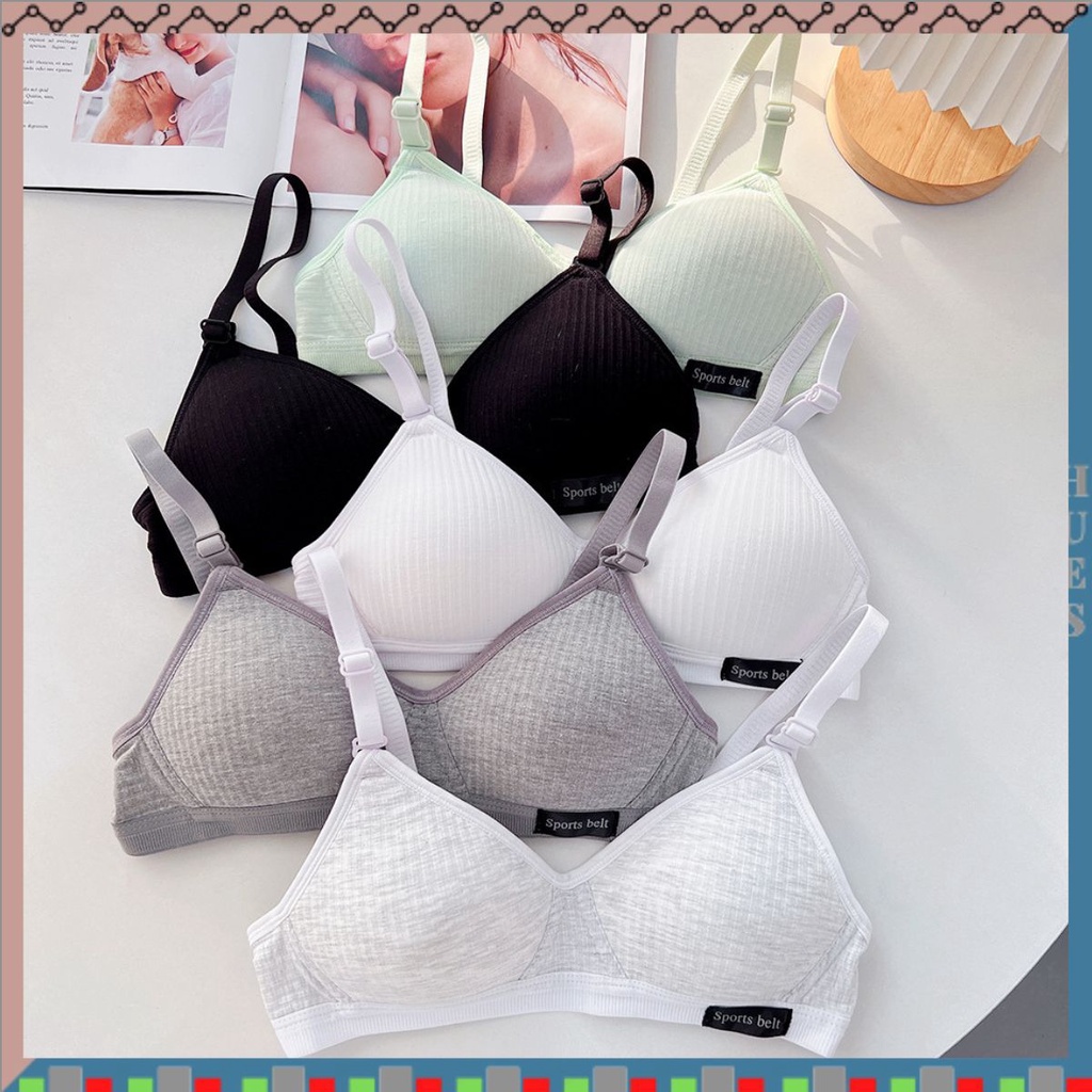 HUES.ID BH Bra motif garis lurus Push Up Style Senam Zumba Yoga Pakaian Dalam Wanita Import 9037