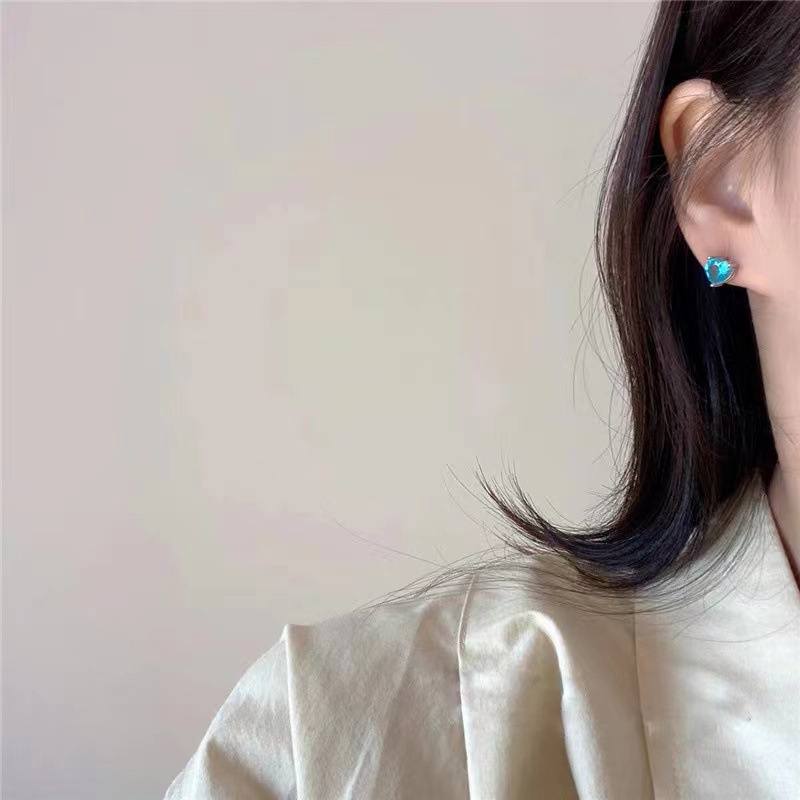Ahellogirl S925 Sterling Silver Set Hitam Hati Dekorasi Cinta Cahaya Mewah Korea Adjustable Ring