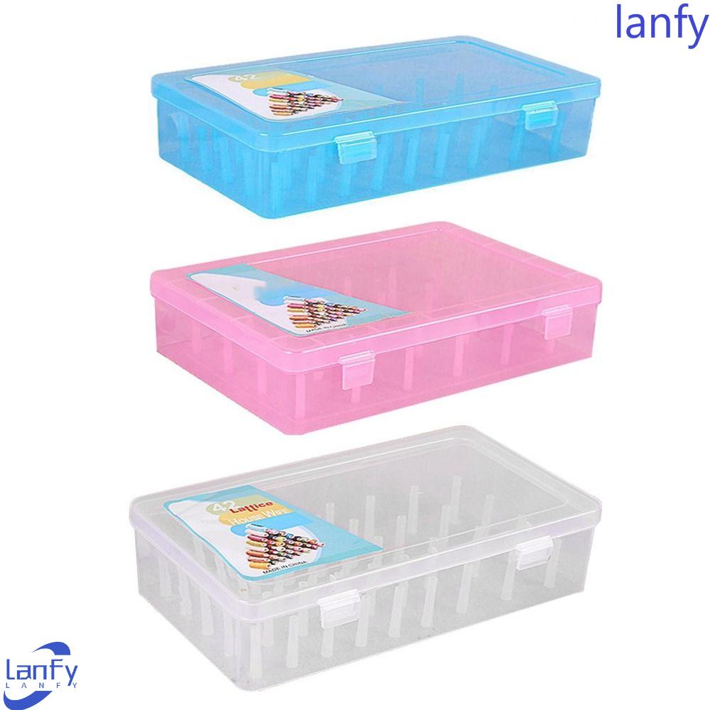 Lanfy Kotak Jahit Transparan 42axis Portable Rumah Tangga Kapasitas Besar Sew Craft Container