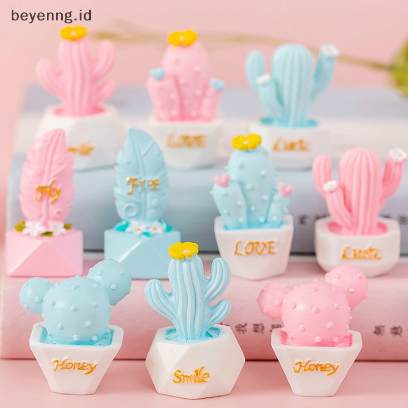 Beyen 10gaya Ornamen Kaktus Resin Patung Miniatur Aksesoris Lucu Dekorasi ID