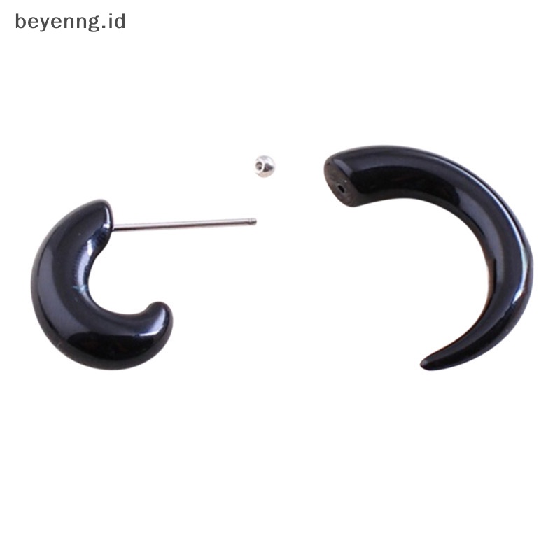 Beyen Gothic Wanita Pria Punk Hitam Akrilik Siput Stud Earrings Perhiasan Telinga ID
