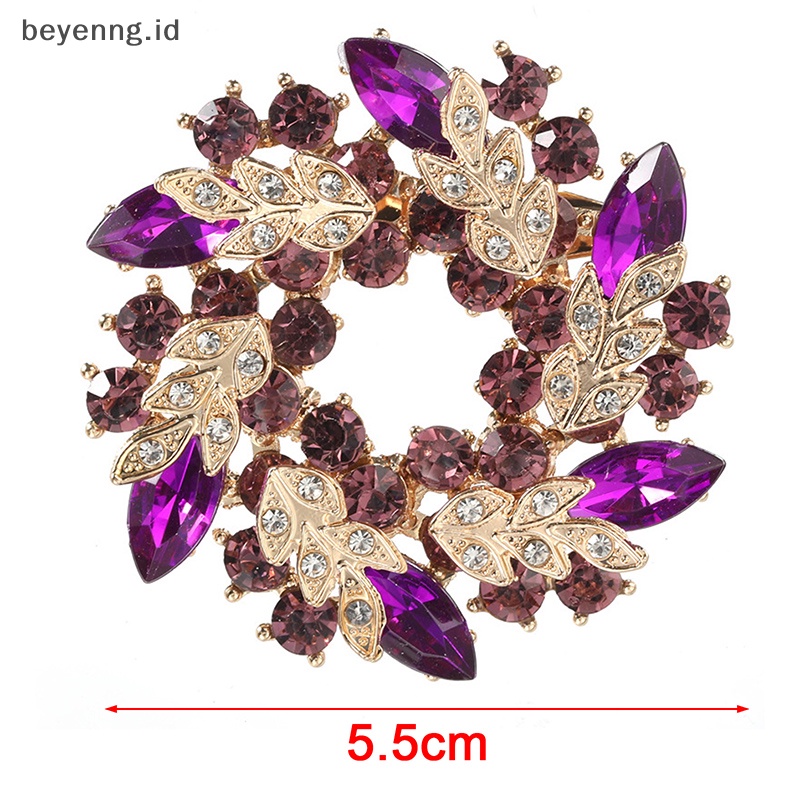 Beyen Wanita Bros Syal Bling Bling Kristal Berlian Imitasi Bunga Bros Pin ID