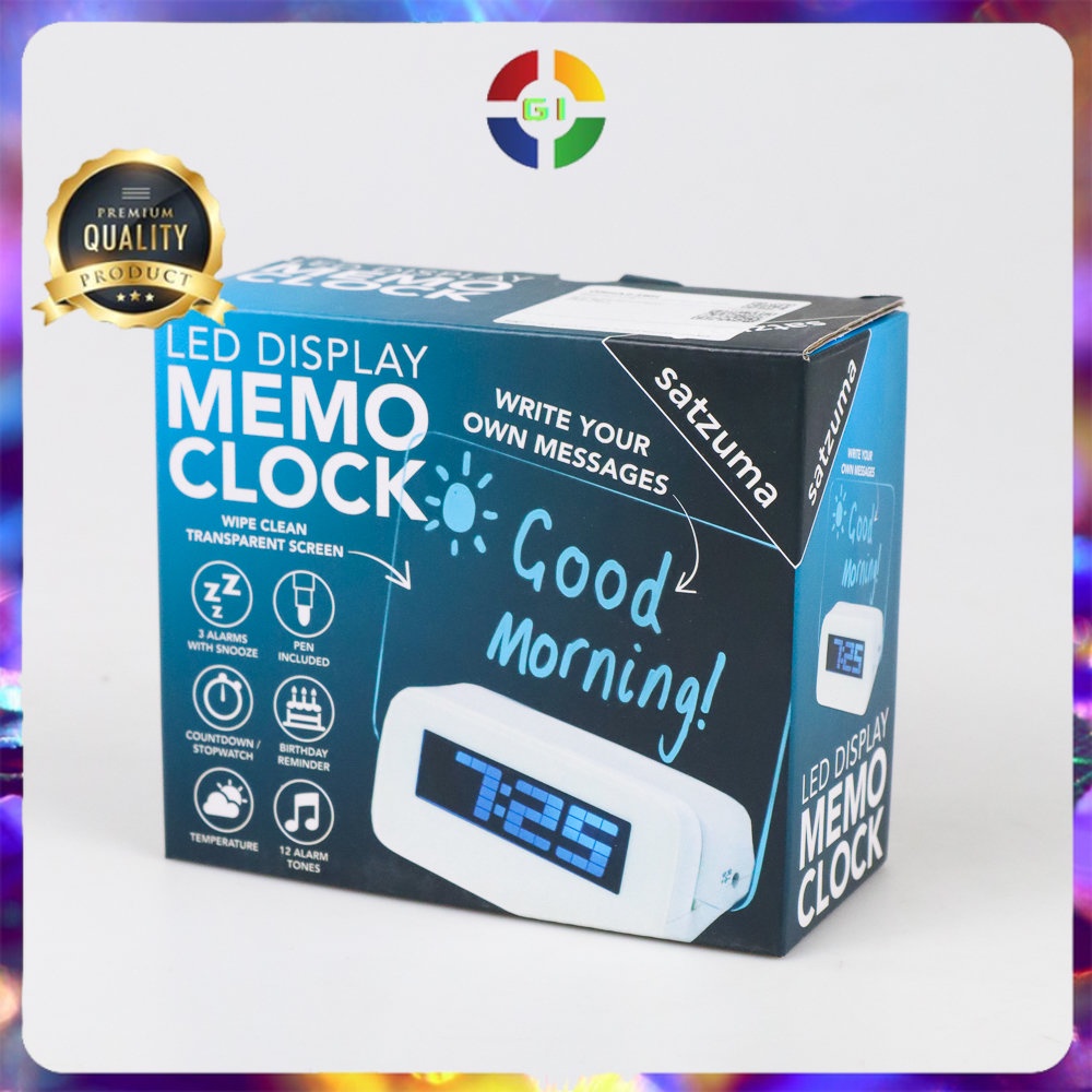 Jam LCD Display Alarm Clock with Memo Board White