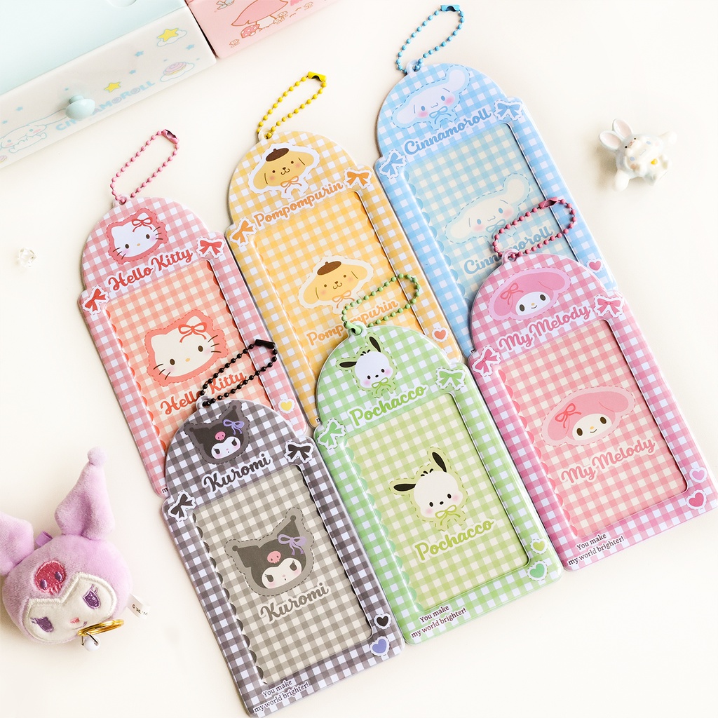 Galicici New Sanrio Checker Collection Card Case/Kuromi Lucu/Pochacco Student ID Polaroid Pelindung Case