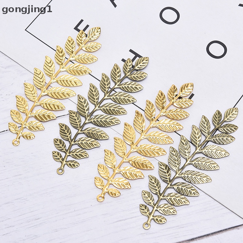 Ggg 10Pcs/set Konektor Lilit Kerawang Daun Vintage Bahan Metal DIY Craft Membuat Perhiasan ID