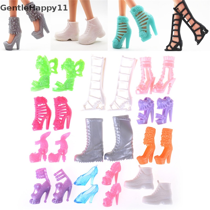 Gentlehappy 12pasang/Set Boneka Sepatu Fashion Sepatu Tumit Tinggi Sepatu Boots Untuk Hadiah Boneka 11 ''id