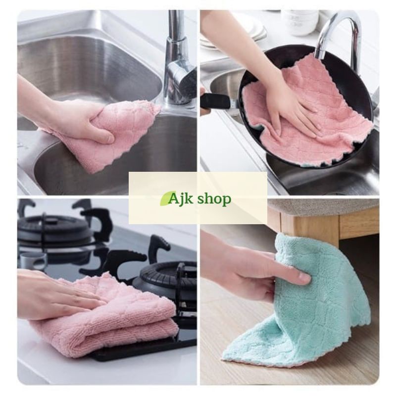 Kain Lap Microfiber Kain Lap Piring Anti Minyak Tebal Kain Lap Anti Minyak