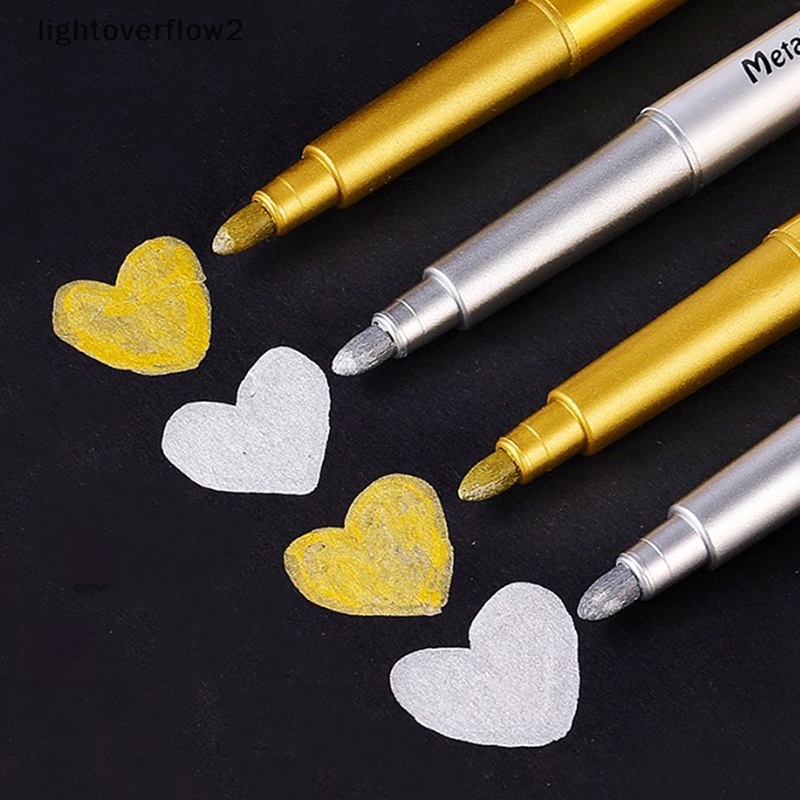 [lightoverflow2] Pena Kerajinan Warna Emas Perak Tahan Air Paint Pen Sign Mark Metal Pen Greeg Card Kaligrafi Highlight Pen [ID]