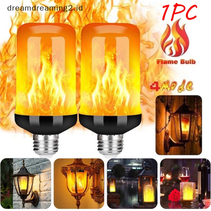 (drea) 1pc LED Flame Effect Fire Light Bulb E27 Simulasi Alam Kedap Kedip Lampu Dekorasi//