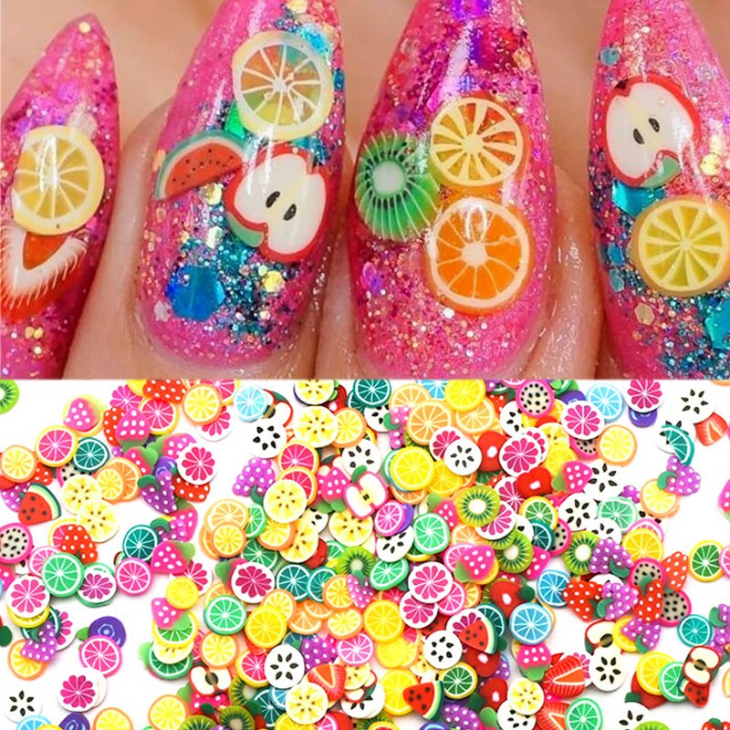 Kreatif Kecil Segar 3D Buah Bentuk Nail Art Payet/Wanita Kepribadian Buah Warna-Warni Kuku Stiker/DIY Manicure Dekoratif Aksesoris