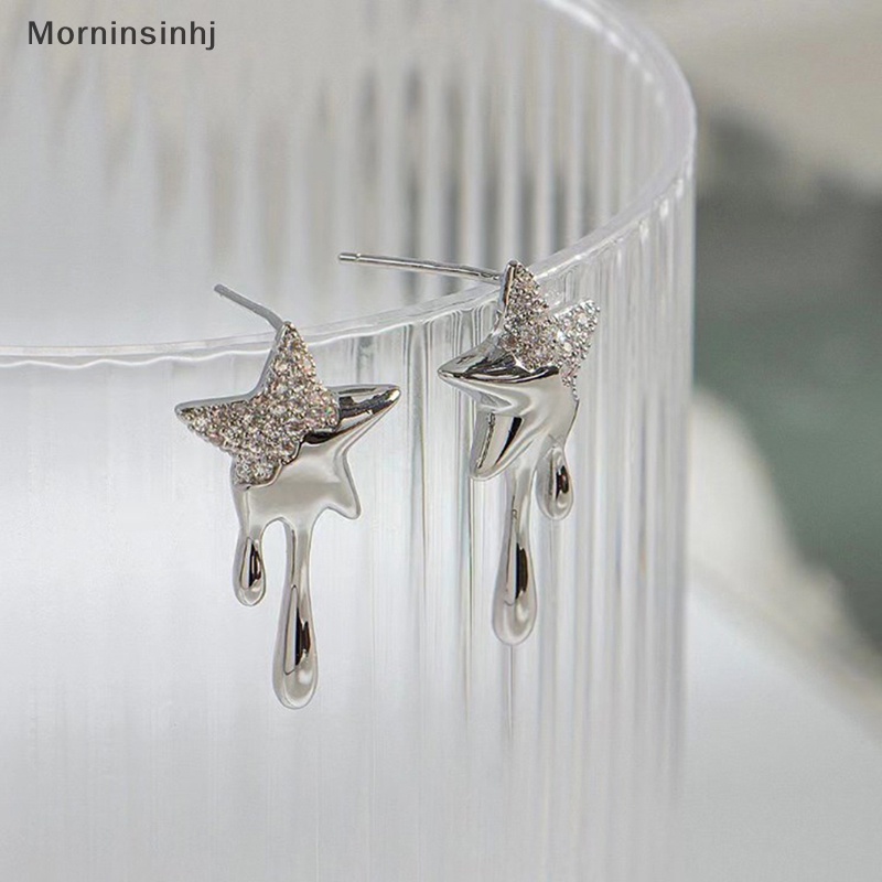 Mornin Fashion Zirkon Lava Star Stud Earrings Desain Trendi Temperamen Korea Anting Kepribadian Sederhana Untuk Wanita Perhiasan id