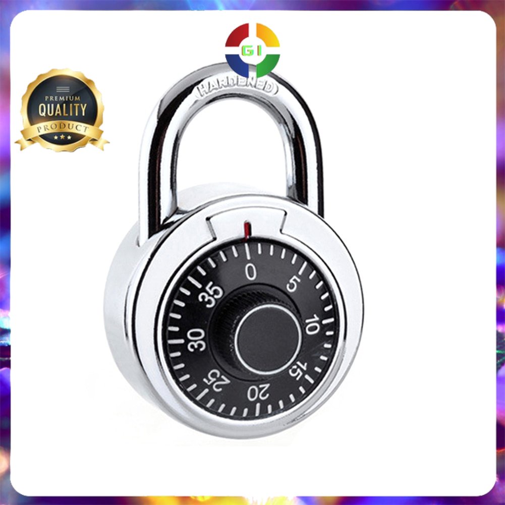 Gembok Brankas Rotary Padlock Digit Combination Padlock Silver Black