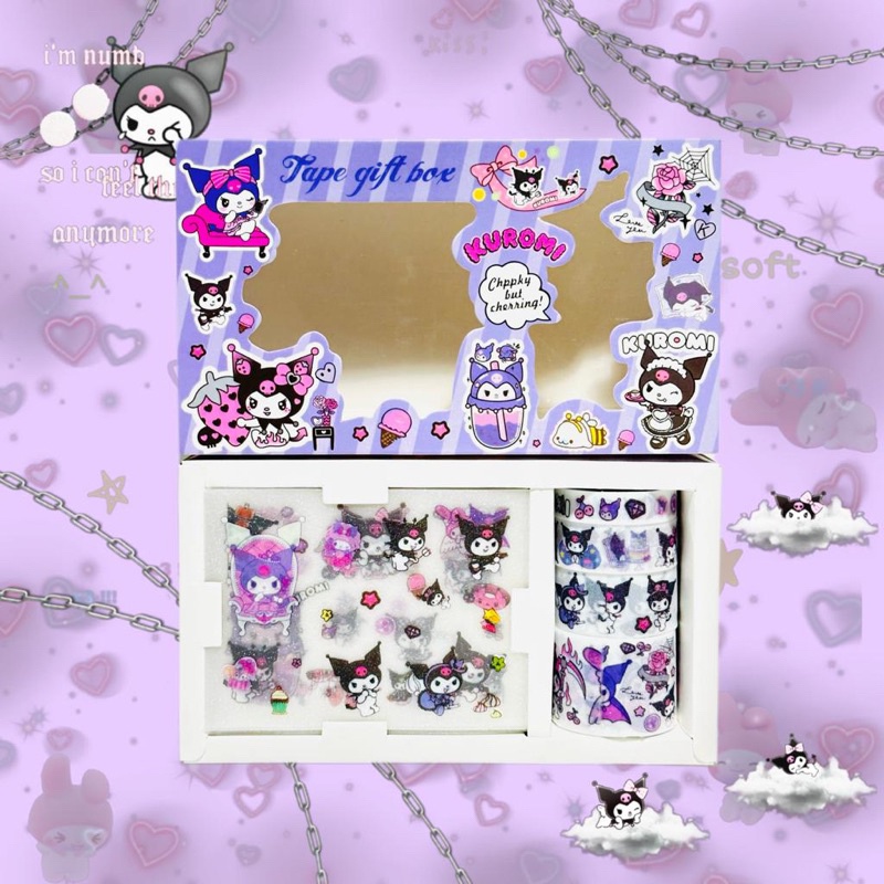 Stiker Tape Gift box Sanrio Waterproof Glitter Sanrio Washitape sticker set