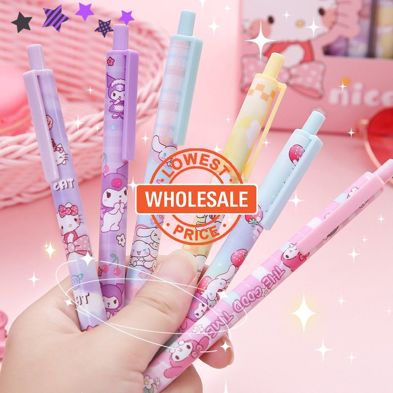 [Harga Grosir] 1pc Pulpen Kawaii Ballpoint Acak Hitam 0.5mm Gel Pen Melody Kitty Kuromi Pulpen Netral Motif Anime Lucu Pena Tanda Tangan Siswa Kantor Perlengkapan Sekolah