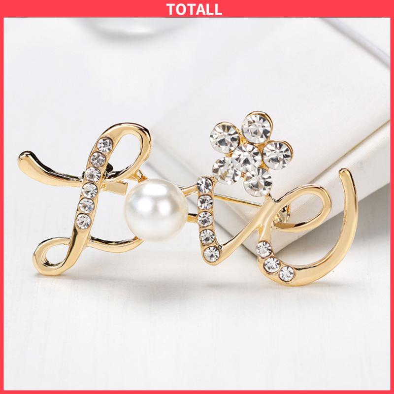 COD Bunga mutiara berlian brooch surat cinta-Totall