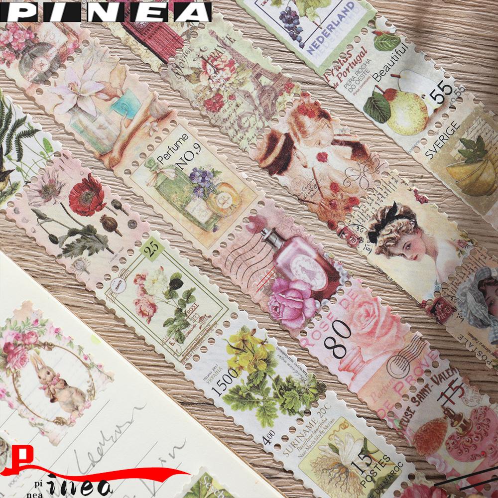 Stiker Washi Nanas Retro Diary Planner Jurnal Vintage Stamp Tape