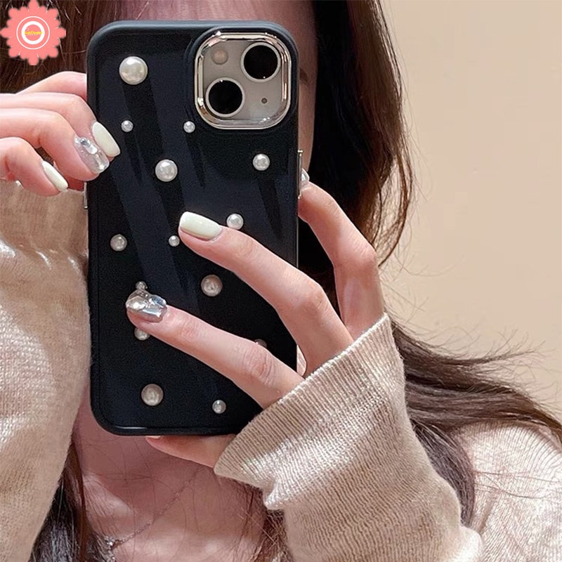 IPHONE Casing Electroplate Mewah Kompatibel Untuk Iphone11 13 14 12 Pro MAX 7plus 8plus 14 7 8 Plus XR X XS MAX 3D Mutiara Romantis Langit Berbintang Plating Tahan Guncangan Casing Belakang TPU Lembut