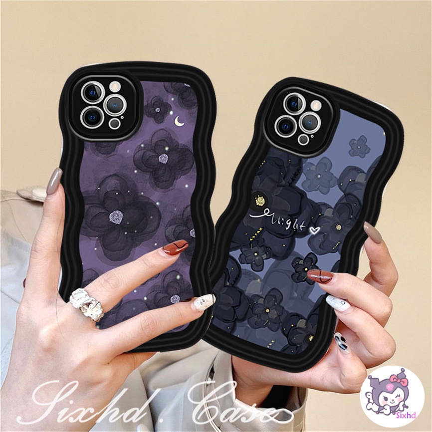 Redmi 12C 11A 10C 9T 9C Note 12 11s 11 10 9 8 Pro 10A 10 9A 9  A2 A1 Xiaomi 11Lite 12T 12Lite 11T 10T Poco M3 F3 X5 X4 X3 Pro Wave Edge Retro Ins Black Flower Soft Phone Case