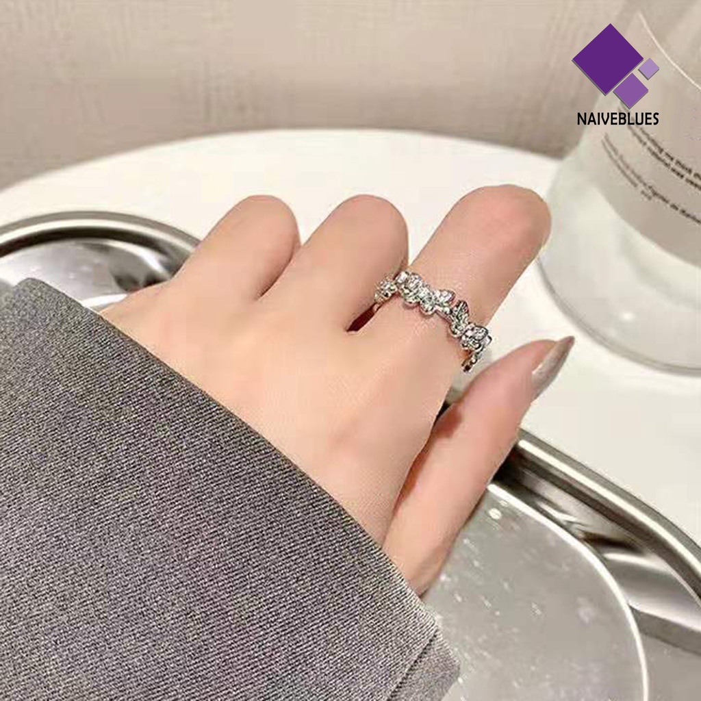 &lt; Naiveblues &gt; Cincin Jari Kupu-Kupu Pembukaan Perhiasan Adjustable Gaya Korea Ring Engagement