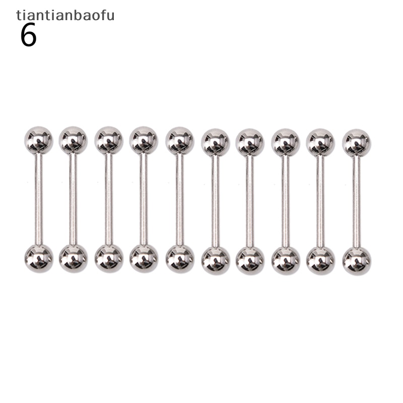 [tiantianbaofu] 10 Pcs Stainless steel Bola Lidah Pusar Nipple Barbel Cincin Bar Tubuh Butik