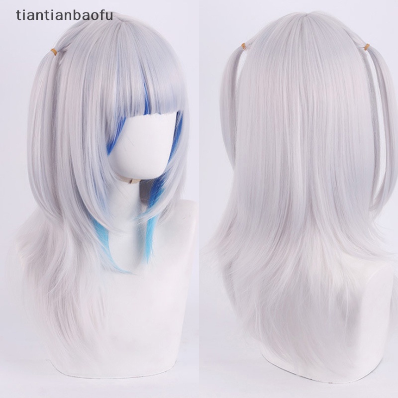 [tiantianbaofu] Anime Hololive Gawr Gura Cosplay Wig Tahan Panas Wig Sintetis Halloween Cosplay Pesta Dekorasi Dewasa Props Butik