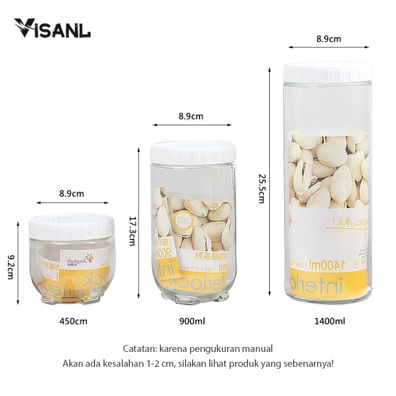 TOPLES KUE KACA 4IN1 DIAMOND / Toples Kaca Tutup Kayu/ Makanan Kedap Udara Penyimpanan Jar/Bumbu