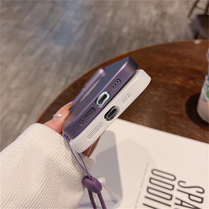 IPHONE Casing Lensa Perlindungan Kamera Mewah Iphone14 Pro Max Dengan strap case Iphone12 13 Pro Max14 Plus Proteksi Tahan Guncangan Tertutup Penuh hard back cover