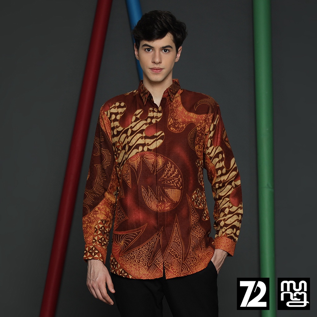 KEMEJA BATIK PRIA Dobby Slimfit Lengan Panjang Parang Premium Alardo Warna Merah Maroon 723580 Cap 72 - Baju Kemeja Atasan Pakaian Setelan Batik Pria Cowok Laki Laki Remaja Keluarga Kantor Lengan Panjang Modern Slimfit Slim Fit Premium Kekinian