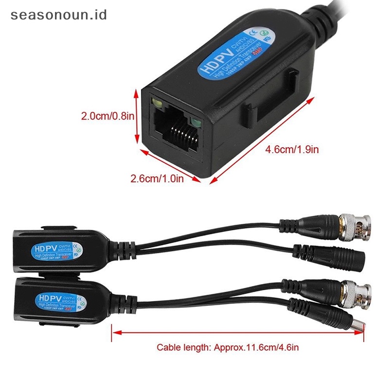 Seasonoun 1pasang CCTV Coax BNC Video Power Balun Transceiver Ke CAT5e 6konektor RJ45.