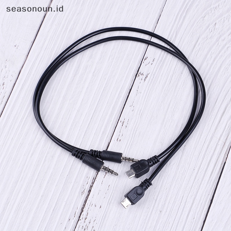 Seasonoun 2Pcs 3.5mm stereo male to micro USB male car AUX out cable Untuk Android samsung.