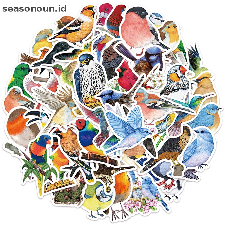 Seasonoun 50 Pcs Cat Air Burung Stiker Koper Hias Notebook Stiker DIY Dekorasi Kartun Lucu Stiker Dekorasi Rumah.