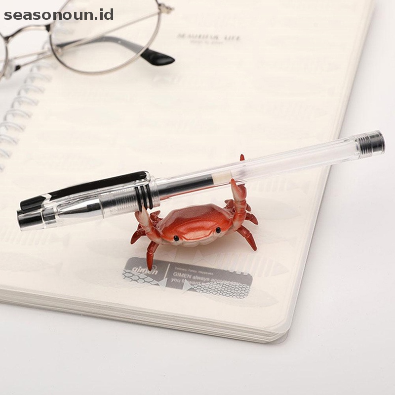 Seasonoun Kreatif Lucu Crab Pen Holder Weightlifg Crabs Penholder Rak Penyimpanan.