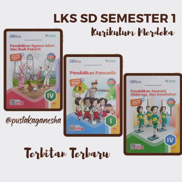 Buku LKS SD MI Semester 1 Ganjil Kurikulum Merdeka Belajar Pelajaran Umum Modul Cerdas Penerbit WMG