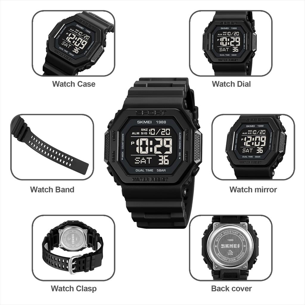 Jam Tangan Pria SKMEI 1988 LED Watches Original Waterproof